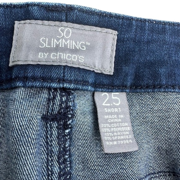 Chicos So Slimming Jeans Womens High Rise Stretch Dark Wash Short Pockets 14 - Picture 10 of 12
